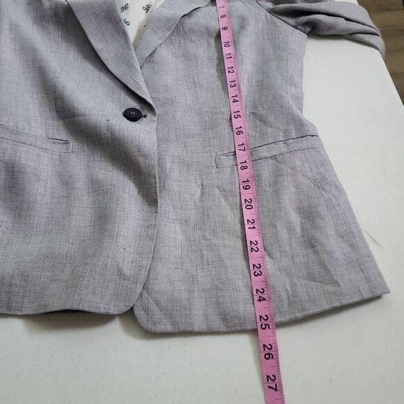 Zara Basic Womens 100% Linen Blazer Sz Small Grey One Button Career Preppy Twee - Picture 6 of 6